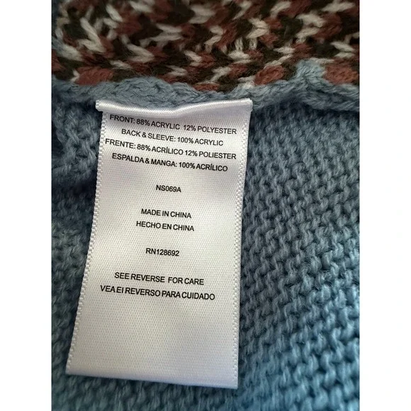 Madden NYC Women's Graphic Sweater Mountain Snow Scene Blue Size‎ L - Picture 3 of 7